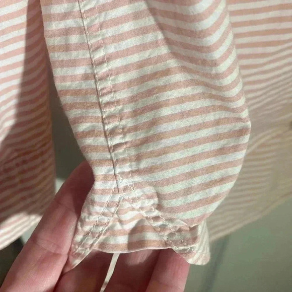 Garnet Hill pink and white stripe button front essential organic cotton - Picture 6 of 7